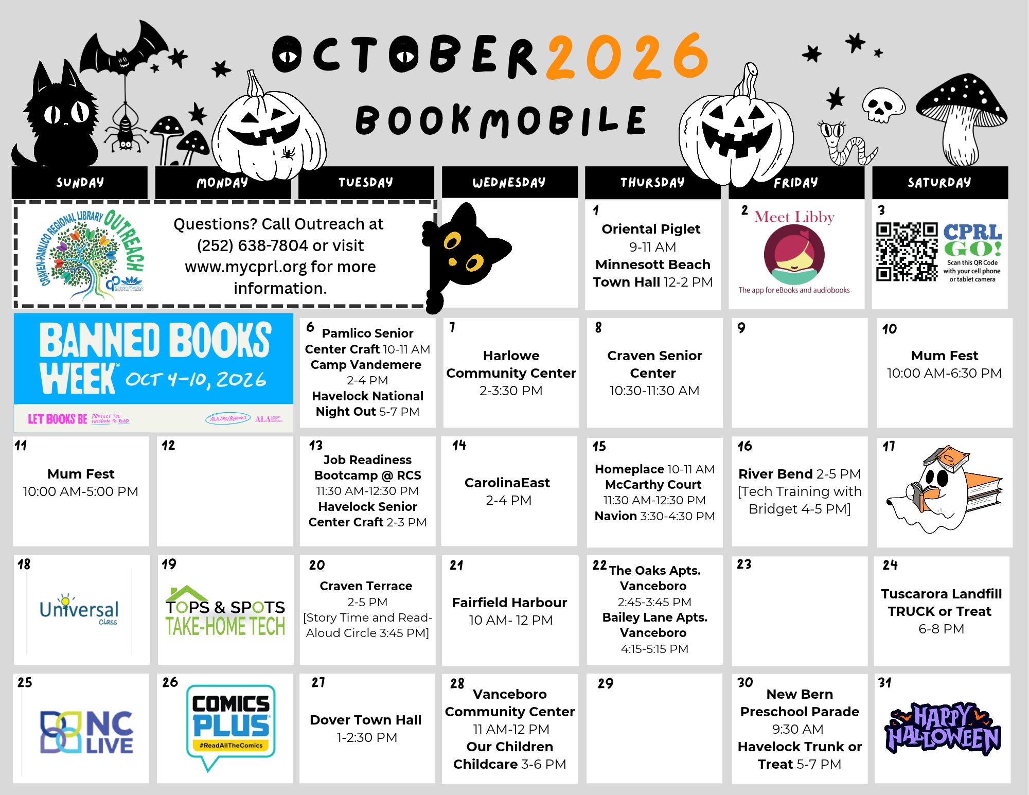 Bookmobile September Calendar (in text below)